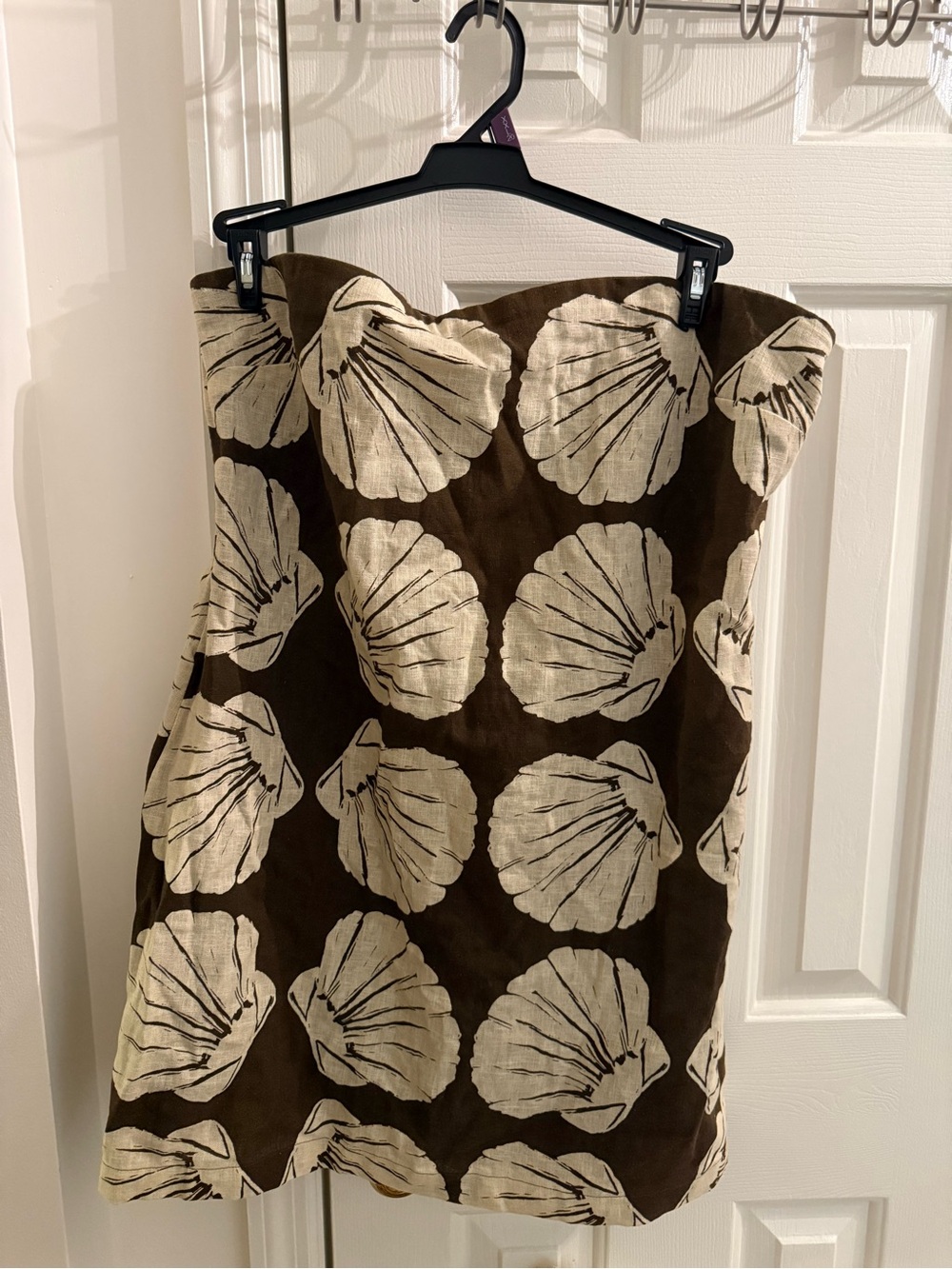 Abercrombie A&F Strapless Mini Skort Dress in Brown and Cream Shell Print